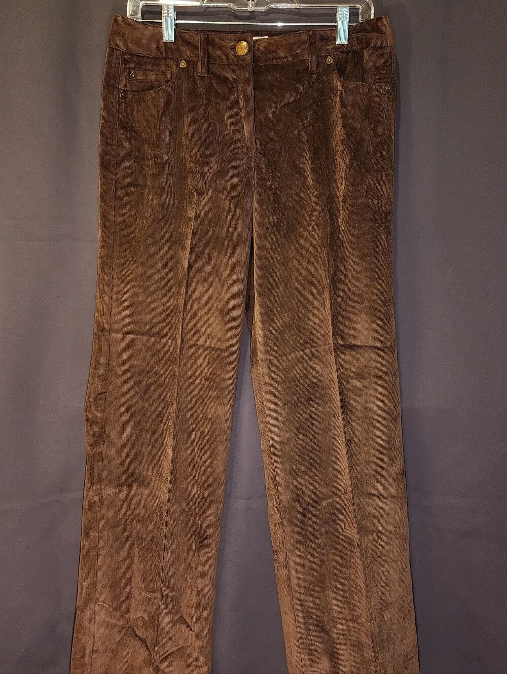 Brown Corduroy Straight-Leg Pants